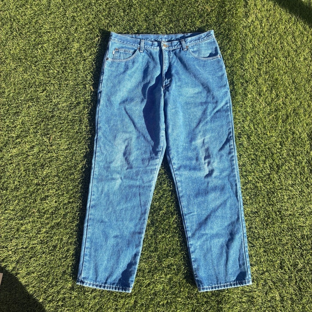 L.L. Bean Vintage 90s Mens 36x31 Flannel Lined Jeans Straight Leg Blue Cotton